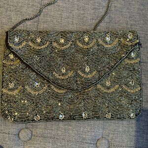 Atmosphere Silver Beaded Evening Purse